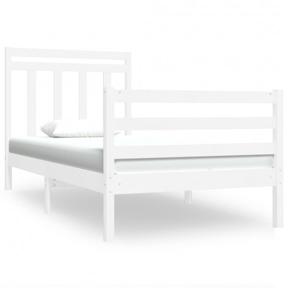 Cadre de lit Blanc Bois massif 90x190 cm Simple