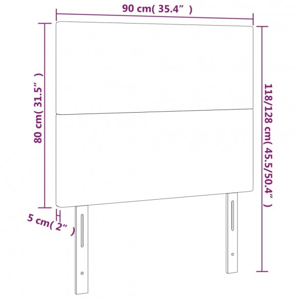 Tête de lit à LED Crème 90x5x118/128 cm Similicuir