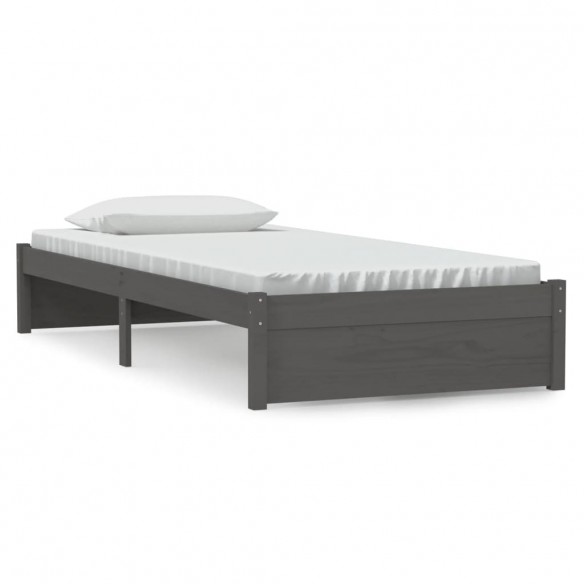 Cadre de lit Gris Bois massif 90x190 cm Simple