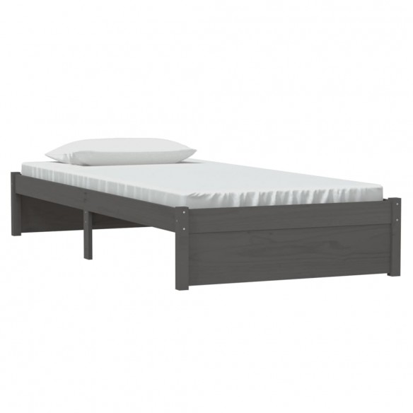 Cadre de lit Gris Bois massif 90x190 cm Simple