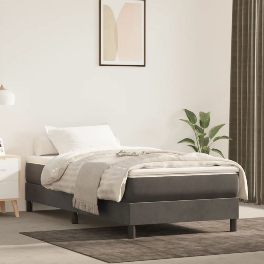 Cadre de lit et matelas Gris foncé 80x200 cm Velours