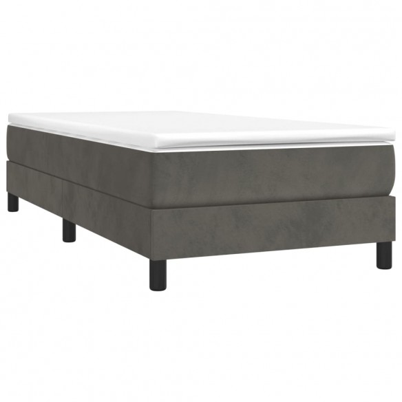 Cadre de lit et matelas Gris foncé 80x200 cm Velours