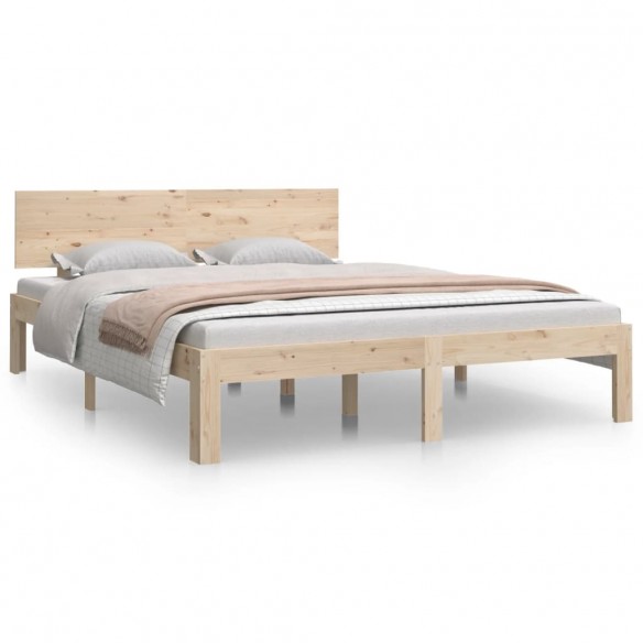 Cadre de lit Bois de pin massif 140x190 cm