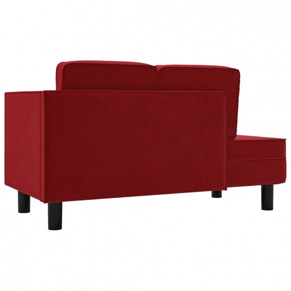 Chaise longue avec coussins et traversin rouge bordeaux velours