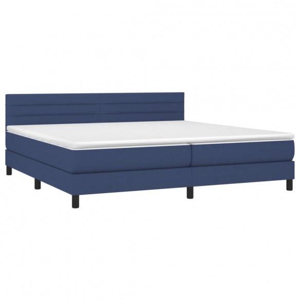 Cadre de lit avec matelas Bleu 200x200 cm Tissu