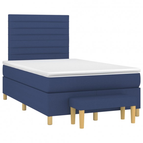 Cadre de lit avec matelas Bleu 120x200 cm Tissu