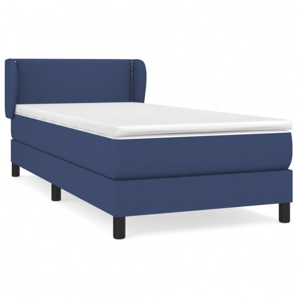 Cadre de lit avec matelas Bleu 90x190 cm Tissu