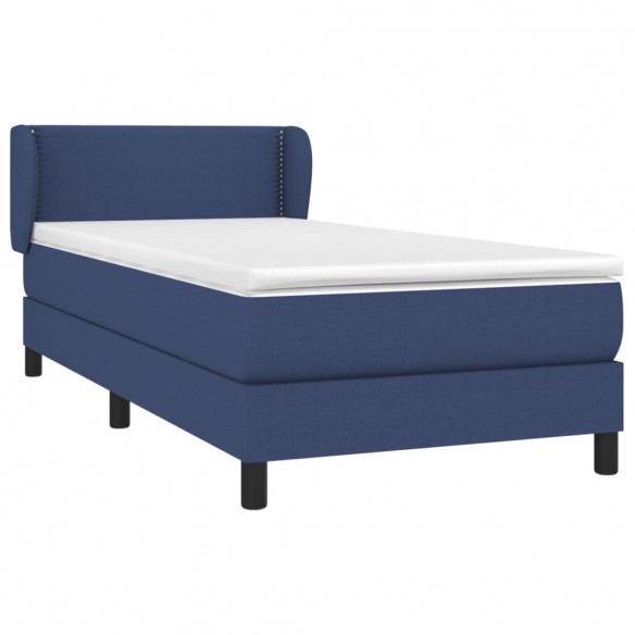 Cadre de lit avec matelas Bleu 90x190 cm Tissu