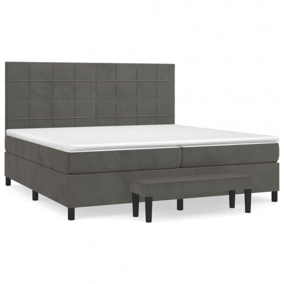 Cadre de lit et matelas Gris foncé 200x200cm Velours