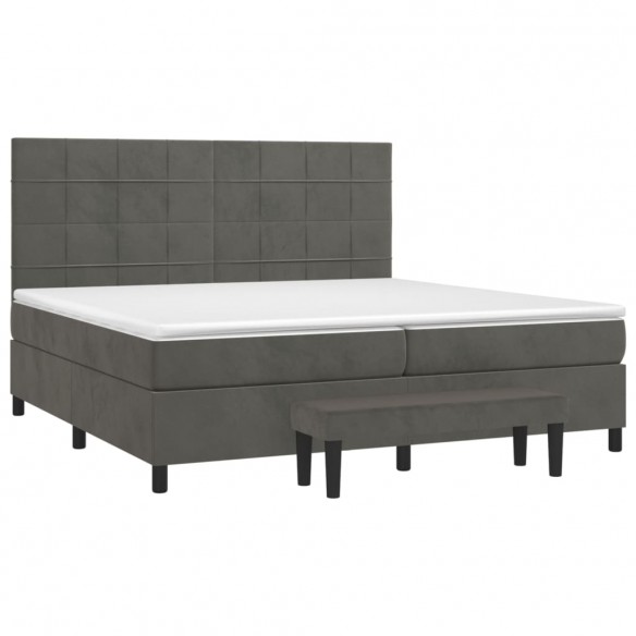 Cadre de lit et matelas Gris foncé 200x200cm Velours