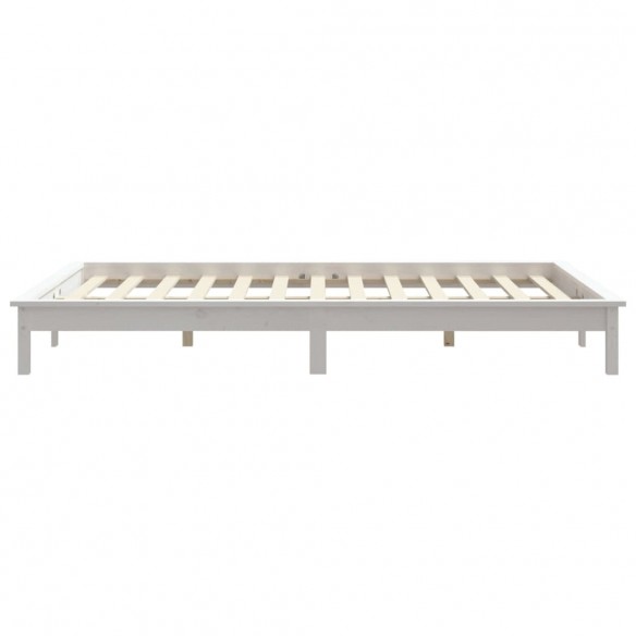 Cadre de lit blanc 140x190 cm bois de pin massif