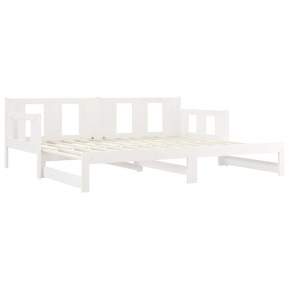 Lit coulissant Blanc Bois de pin solide 2x(90x200) cm