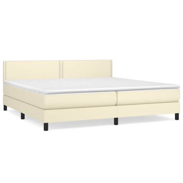 Cadre de lit avec matelas Crème 200x200cm Similicuir