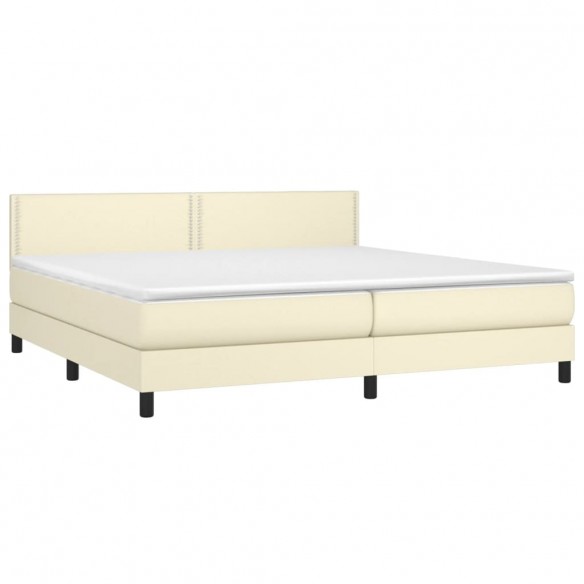 Cadre de lit avec matelas Crème 200x200cm Similicuir