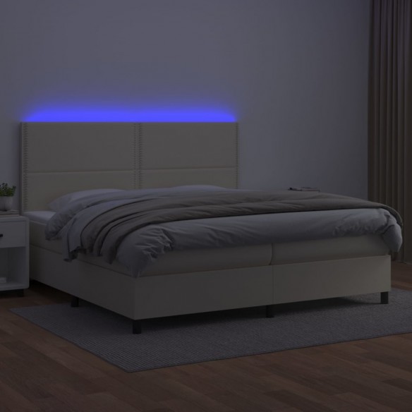 Cadre de lit avec matelas et LED Crème 200x200 cm