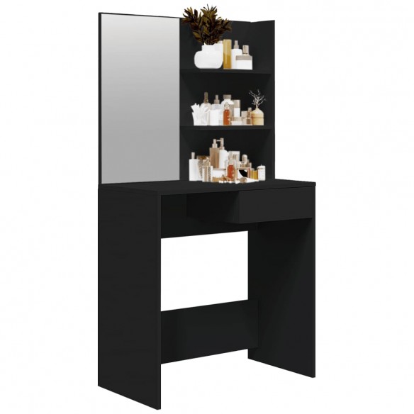 Coiffeuse avec miroir noir 74,5x40x141 cm