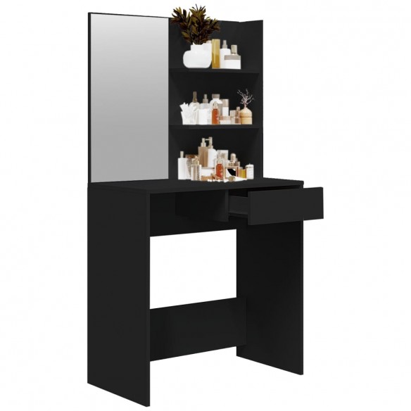 Coiffeuse avec miroir noir 74,5x40x141 cm