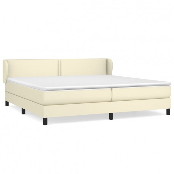 Cadre de lit avec matelas Crème 200x200cm Similicuir