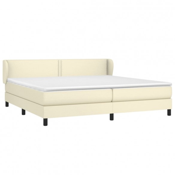 Cadre de lit avec matelas Crème 200x200cm Similicuir