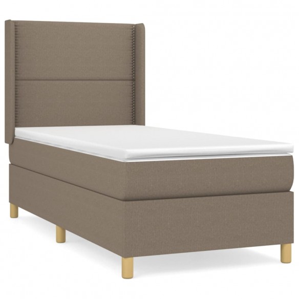 Cadre de lit avec matelas Taupe 100x200 cm Tissu