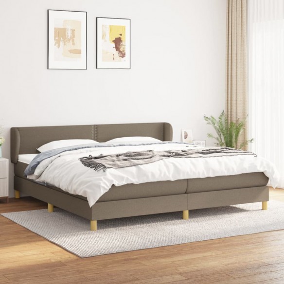 Cadre de lit avec matelas Taupe 200x200 cm Tissu