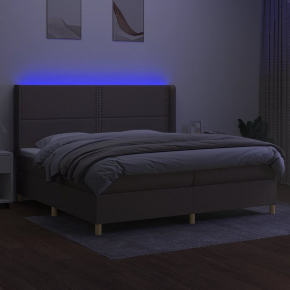 Cadre de lit matelas et LED Taupe 200x200 cm Tissu