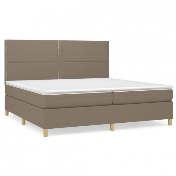 Cadre de lit avec matelas Taupe 200x200 cm Tissu