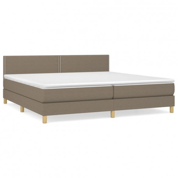 Cadre de lit avec matelas Taupe 200x200 cm Tissu