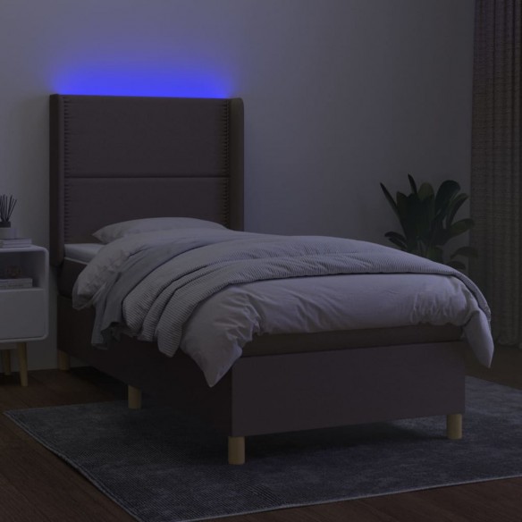 Cadre de lit matelas et LED Taupe 100x200 cm Tissu