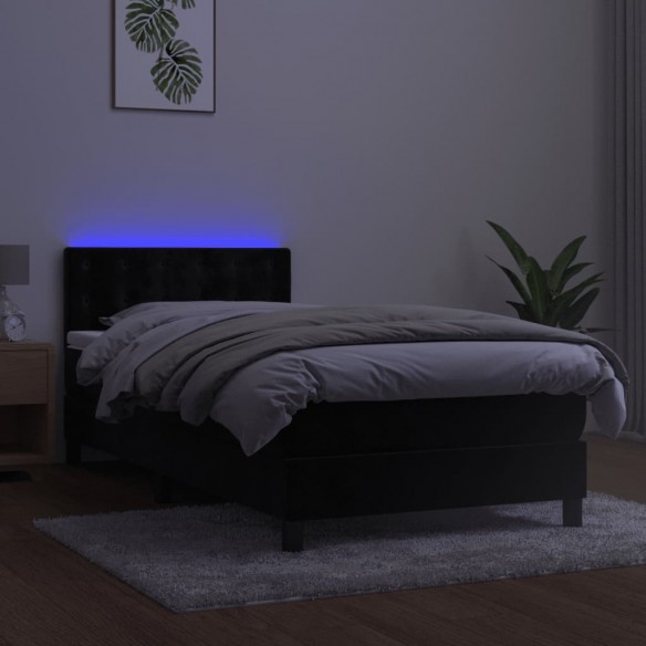 Cadre de lit avec matelas et LED Noir 80x200cm