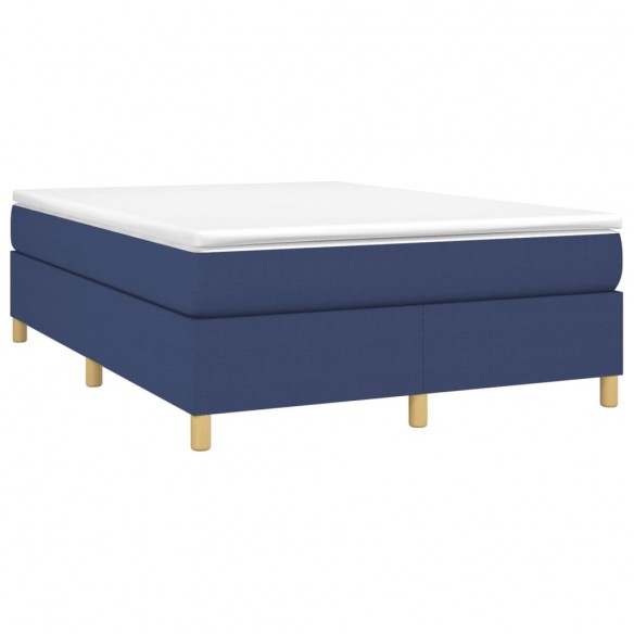 Cadre de lit avec matelas Bleu 140x190 cm Tissu