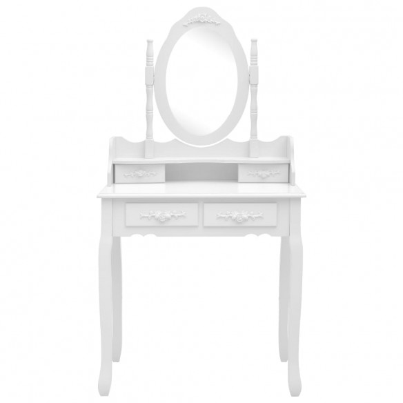 Ensemble de coiffeuse avec tabouret Blanc 75x69x140cm Paulownia