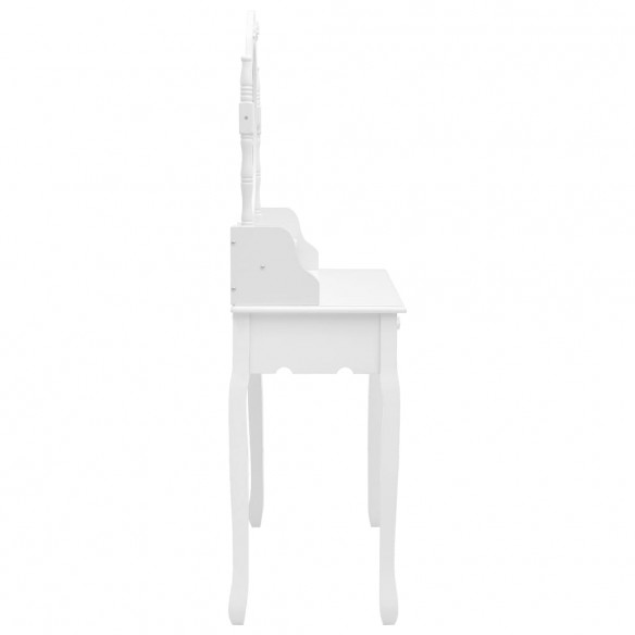 Ensemble de coiffeuse avec tabouret Blanc 75x69x140cm Paulownia