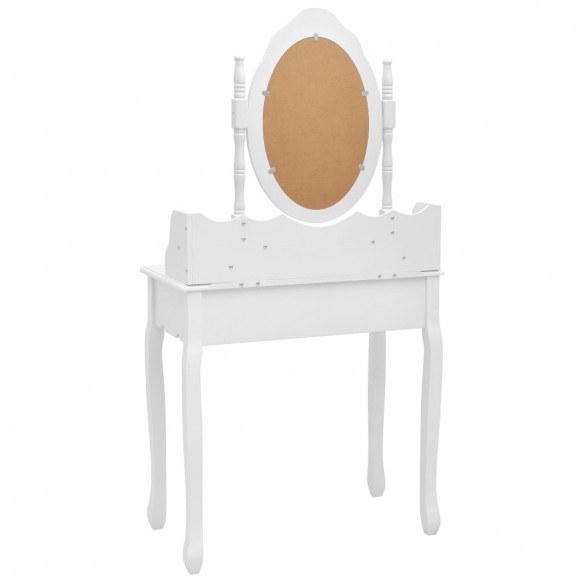 Ensemble de coiffeuse avec tabouret Blanc 75x69x140cm Paulownia