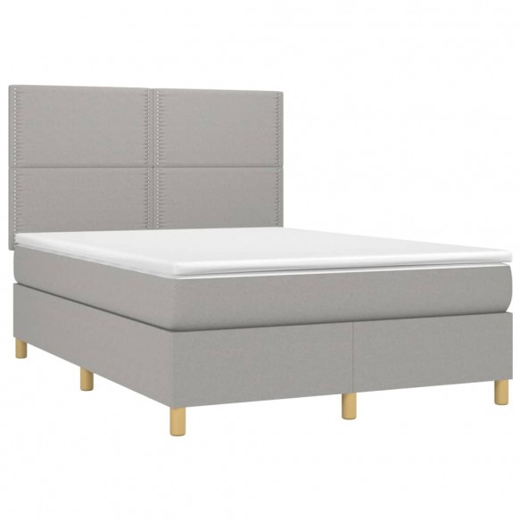 Cadre de lit et matelas et LED Gris clair 140x200 cm