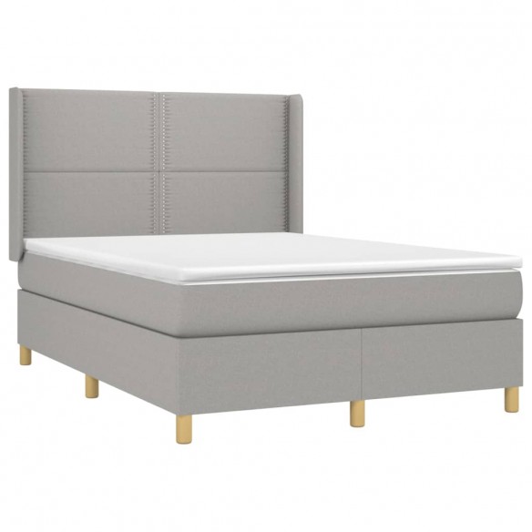 Cadre de lit avec matelas Gris clair 140x190cm Tissu