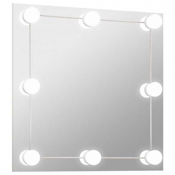 Miroir mural avec lampes LED Carré Verre