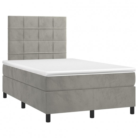 Cadre de lit et matelas Gris clair 120x200cm Velours