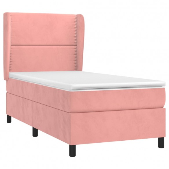 Cadre de lit avec matelas Rose 100x200 cm Velours