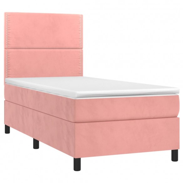 Cadre de lit avec matelas Rose 100x200 cm Velours