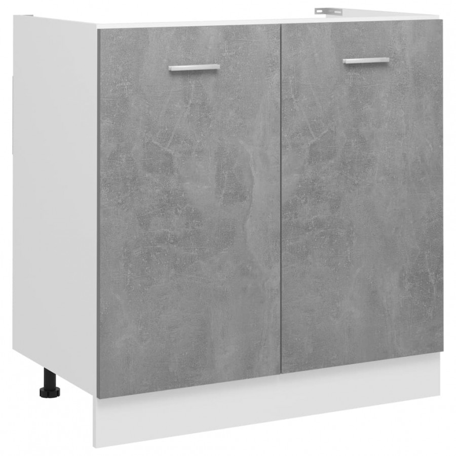 Armoire de plancher d'évier Gris béton 80x46x81,5 cm Aggloméré