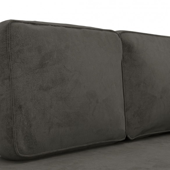 Chaise longue avec coussins et traversin gris foncé velours