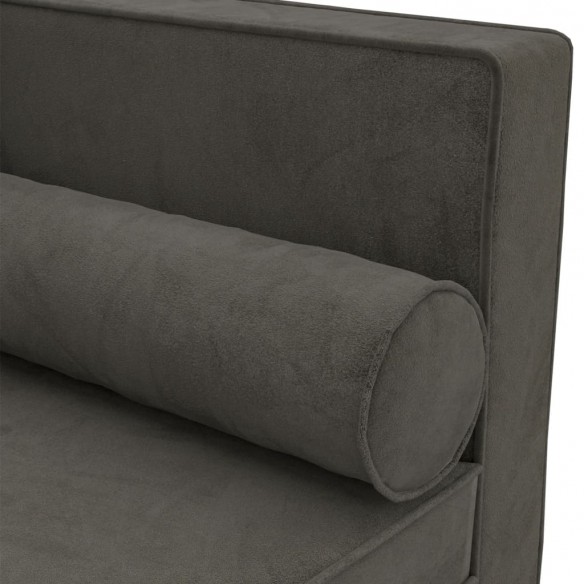 Chaise longue avec coussins et traversin gris foncé velours