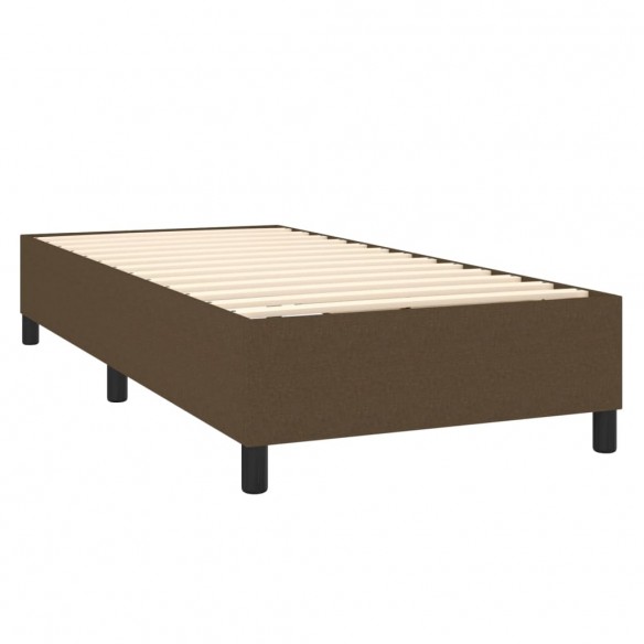 Cadre de lit matelas LED Marron foncé 90x190cm Tissu