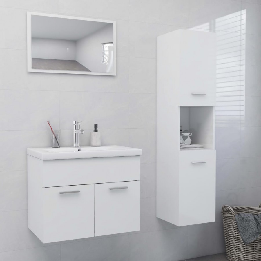 Ensemble de meubles de salle de bain Blanc brillant Aggloméré