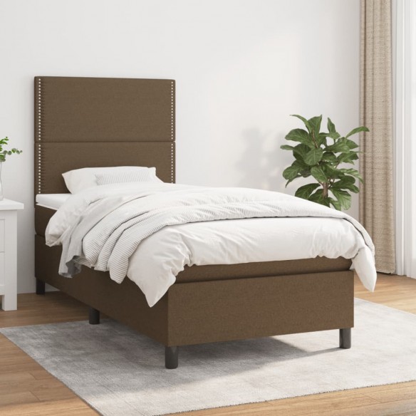 Cadre de lit avec matelas Marron foncé 90x190 cm