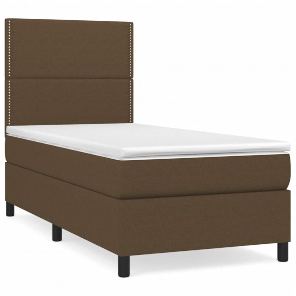 Cadre de lit avec matelas Marron foncé 90x190 cm