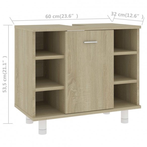 Armoire de salle de bain Chêne sonoma 60x32x53,5 cm Aggloméré