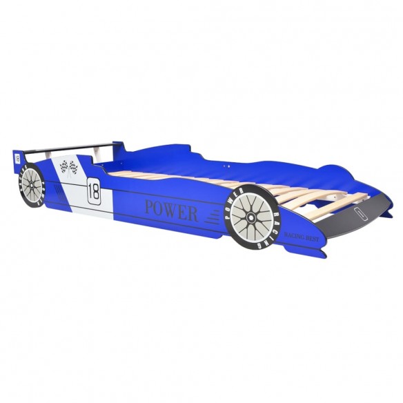 Lit voiture de course pour enfants avec LED 90 x 200 cm Bleu