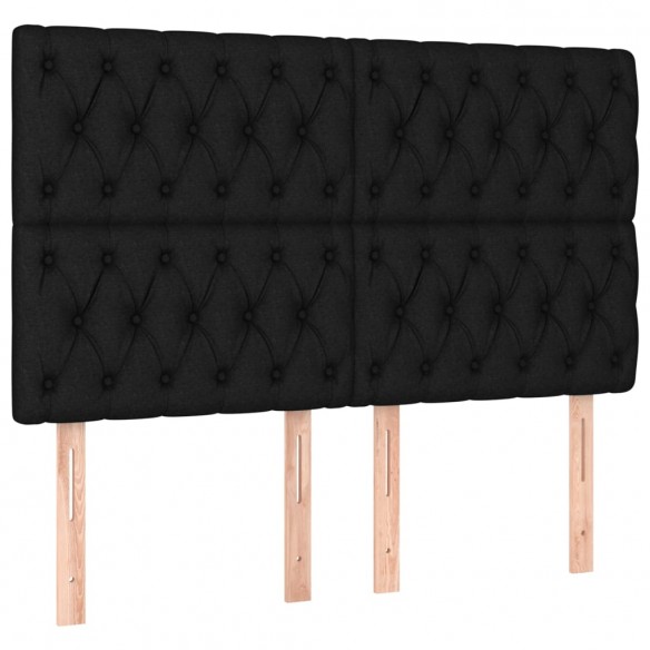 Cadre de lit et matelas et LED Noir 140x190 cm Tissu